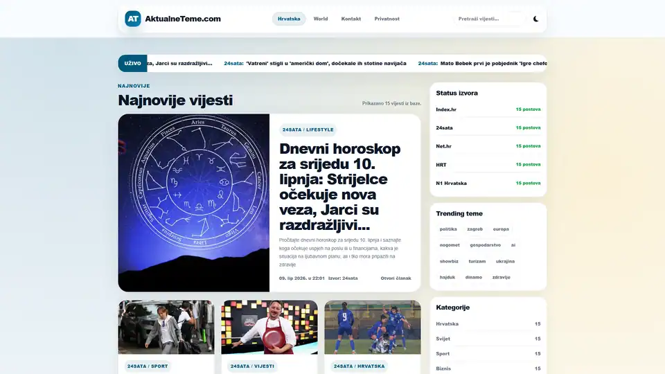 Screenshot web stranice Aktualneteme - aktualneteme.com