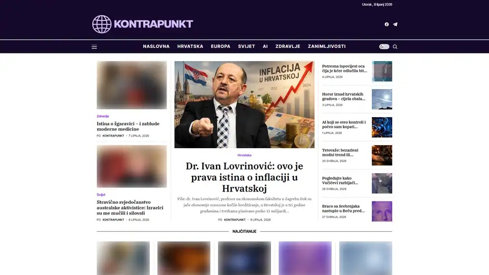 Screenshot web stranice Kontrapunkt - kontrapunkt.news