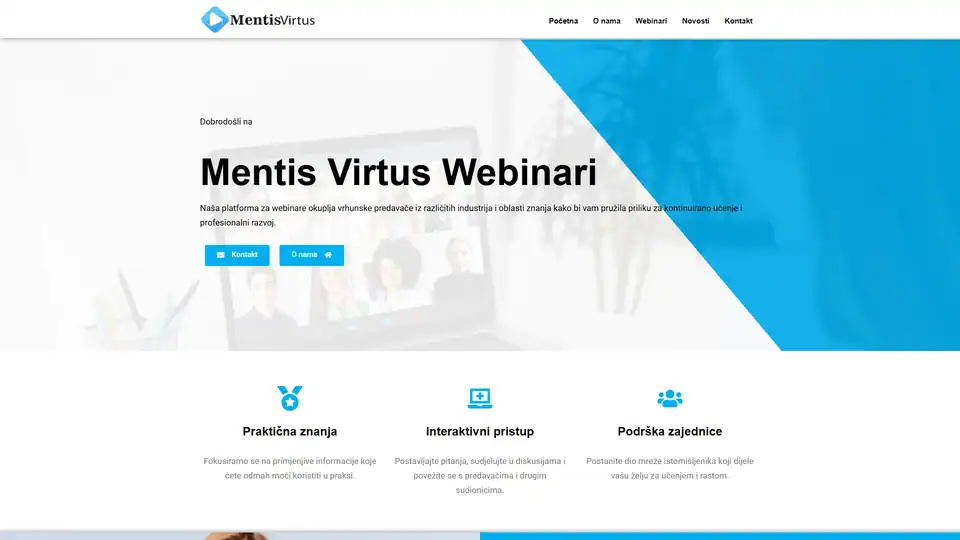 Screenshot web stranice Mentisvirtus - mentisvirtus.hr